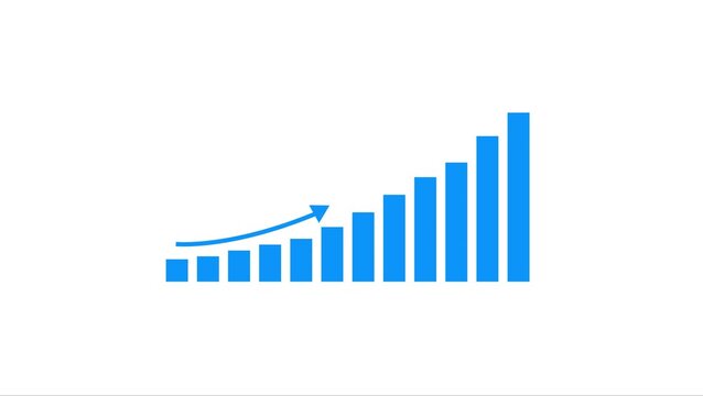 Business growth concept in graph chart showing marketing sales profit increasing to future target . growing business concept. Clean Hi-tech style technology
