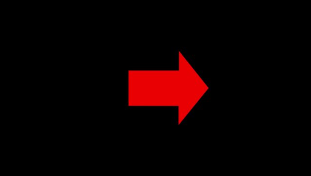 red arrow move to forward or right direction 4k footage .black background.