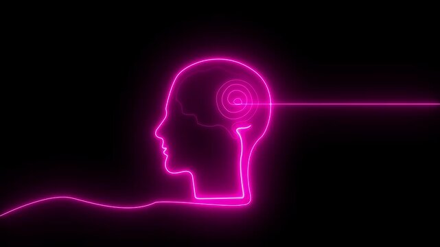 Glowing Blue Human Head with Electric Brain Waves and Light Pulsar Technology Concept.