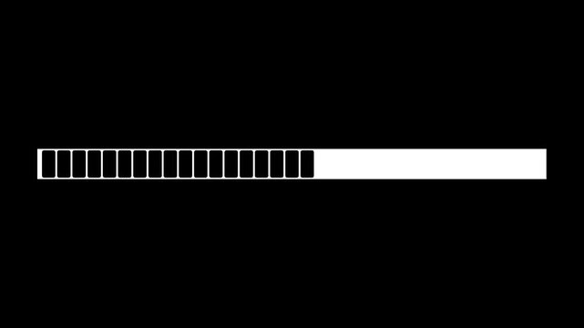 Loading bar progression with black block on transparent background