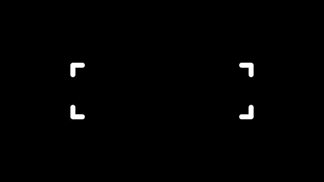 Animation four corner focus frame icons, representing digital stock photography, image licensing, and creative content marketplace.