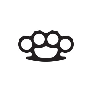Brass knuckles silhouette icon isolated on white background.