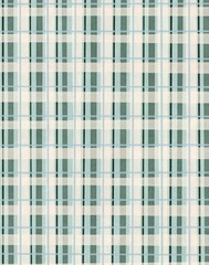 Hand drawn plaid background, sage green and blue grid tartan pattern, watercolor paper texture