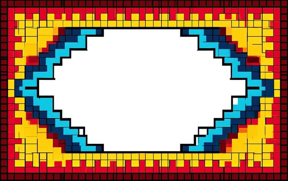 Geometric mosaic pattern with a central oval void, vibrant colors
