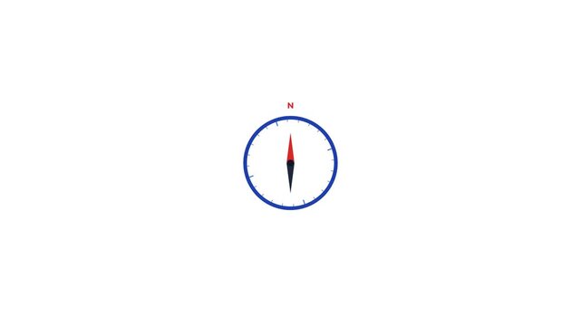 Animated Spinning Compass Finding North Direction