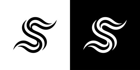 Fototapeta premium Stylized Letter S Logo Design in Black and White Variations
