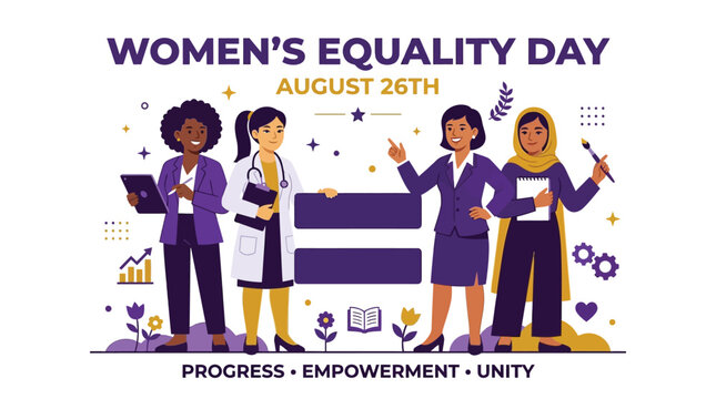 Diverse Professional Women Standing Together for Gender Equality, Empowerment, and Unity on Women's Equality Day