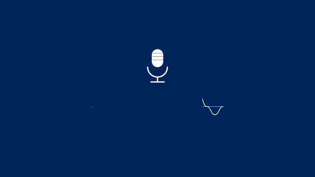 Minimalist animation of microphone icon and oscillating sound wave