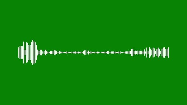 Abstract audio sound visualiser wave spectrum animation on green background, white line audio wave visualisation, white sound waves meter, audio equalizer background animation in 4k.