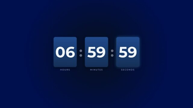 Digital Flip Clock Animation Transitioning to Seven O'Clock