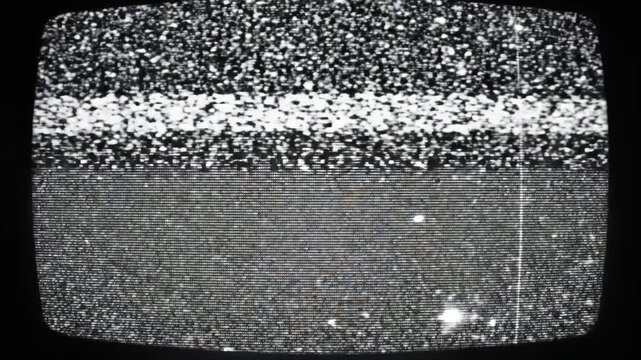 Vintage Television Screen Displaying Static Noise and Horizontal Lines.