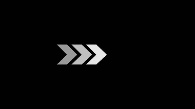 Right-directional arrow loop animation. Animated arrows for the overlay video layer.Motion graphics of conceptMotion graphics of concept animation