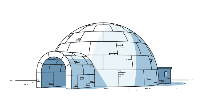 Traditional snow igloo building vector illustration on a flat white background representing polar architecture.