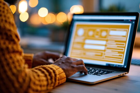 Developer testing secure login flow on laptop with abstract interface