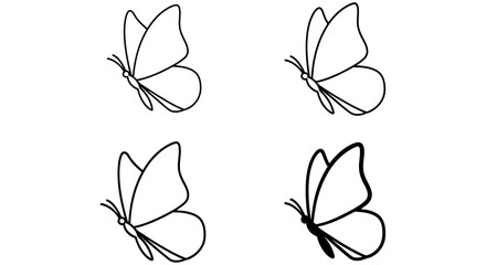 Butterfly Silhouettes On White Background Minimalist Line Art Collection butterflies © SHYFUL_STUDIO