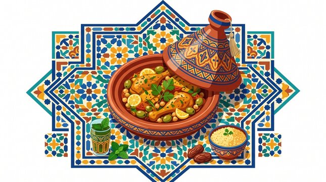 Moroccan tajine dish zellige pattern