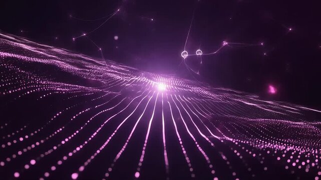 Abstract Glowing Pink Pattern and Neural Network Waves