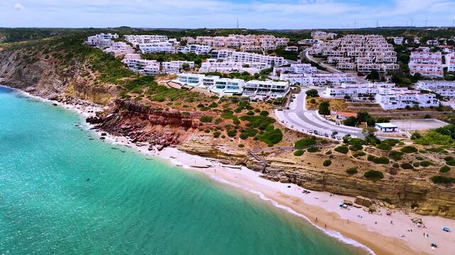 Beach in Salema in the municipality of Vila do Bispo in the Faro District, Algarve, Portugal