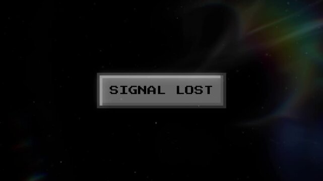Digital 'SIGNAL LOST' text on a dark, abstract cosmic background, symbolizing communication failure and a state of complete disconnection