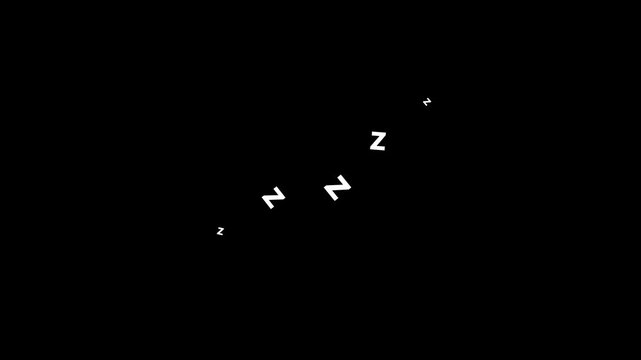 Floating ZZZ Sleep Symbol with Gentle Dream Motion on Dark Background . Relaxation Concept 4K Motion Graphic Loop