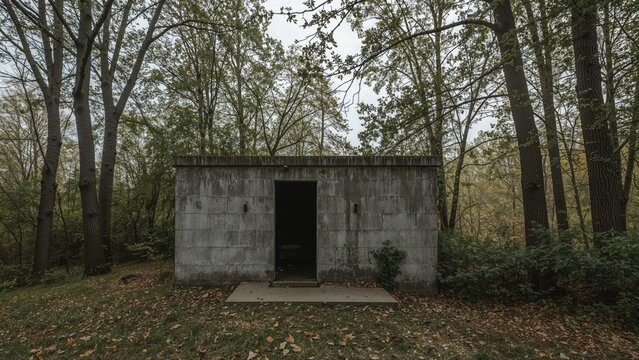 Residential Courtyard Shelter Providing Protection from Nuclear War, Vintage Soviet Bomb Shelter for Safety from Atomic Bomb