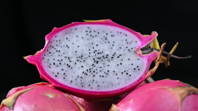 Fresh Dragon Fruit in Wooden Basket