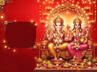Fototapeta premium Lord Ganesha & Goddess Lakshmi