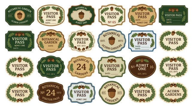 Botanical Garden Visitor Passes and Tickets Collection - Vintage Style