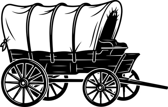 Covered wagon with wheels vector illustration