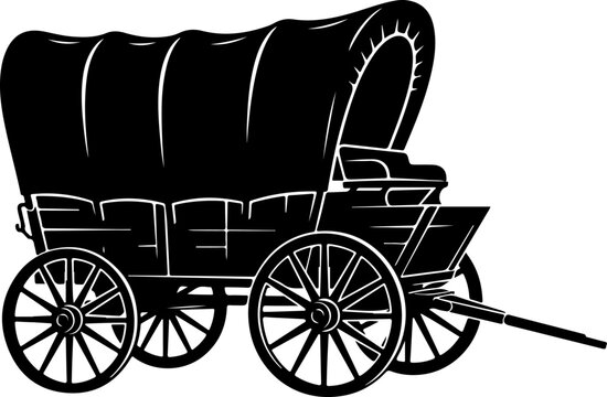 Covered wagon with wheels vector illustration