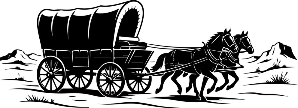 Covered wagon with wheels vector illustration
