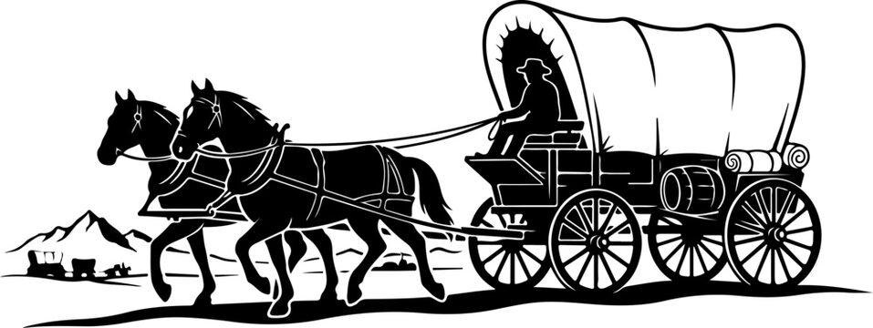 Covered wagon with wheels vector illustration
