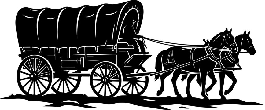 Covered wagon with wheels vector illustration