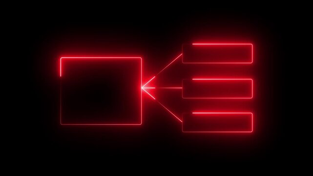 Glowing Neon Flowchart Representing Futuristic Digital Data Algorithm and Hierarchical Workflow Connectivity in a Cyberpunk Technological Infographic Concept Background