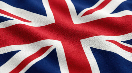 Fototapeta premium Close up of a textured fabric flag of the united kingdom with red, white, and generated using ai