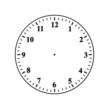 Simple Blank Clock Face Template with Roman Numerals and Minute Marks Vector