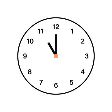 Minimalist Wall Clock Vector Illustration Showing 11 O'Clock Isolated on White Background