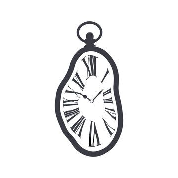 Surreal Melting Pocket Watch Vector Illustration Concept of Time Distortion and Surrealism