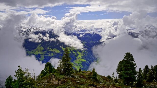 Zillertal Austria landscape with mountains and snow