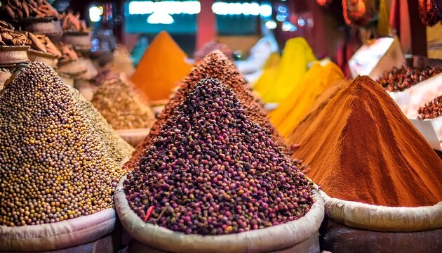 vibrant pile of dried fruits nuts seeds and spices in old delhi s khari baoli market spices texture