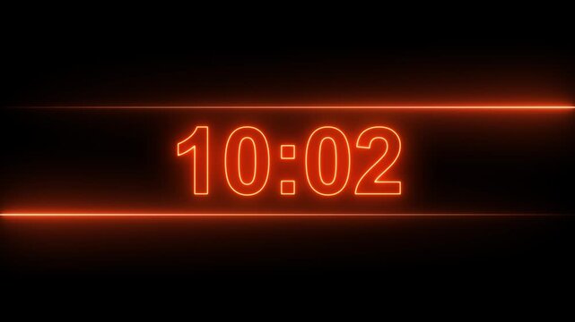 Glowing neon 20 minute Countdown. neon 20 to 19 minute Countdown timer on black background. neon Countdown timer from 0 minute to 20 minute suitable for presentations, educational.