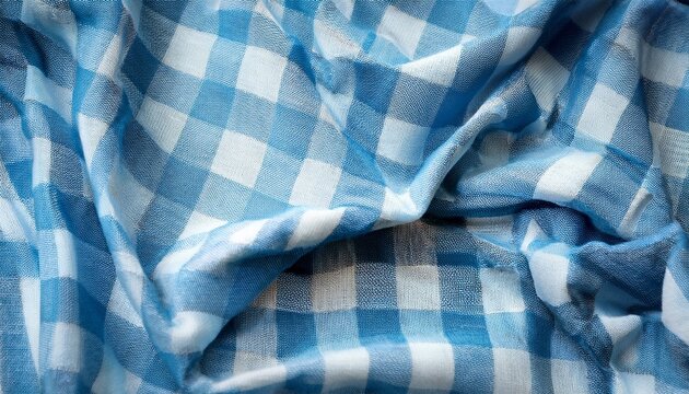light blue gingham fabric small checks soft texture close up grid