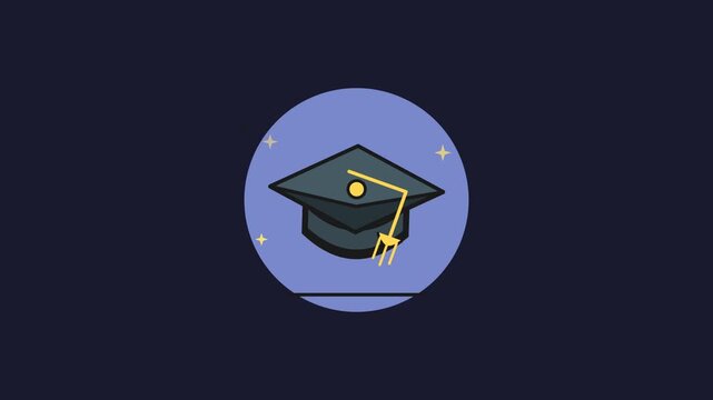 Animated Graduation Cap Motion Graphic Loop With Twinkling Stars