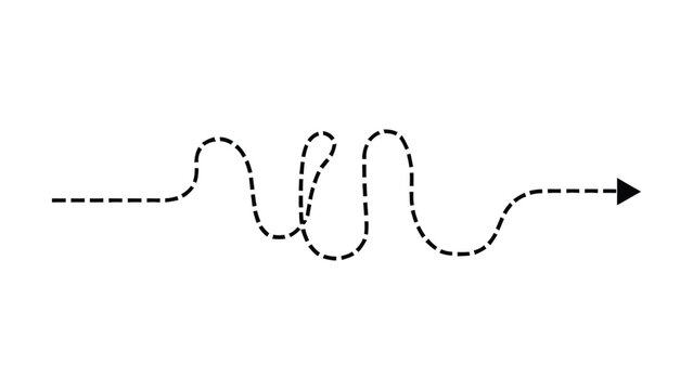 Black dashed line with wavy pattern transitioning to solid line