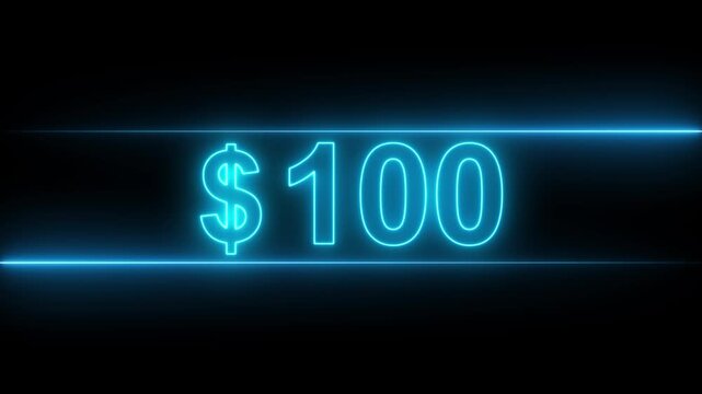 Neon Two Hundred Dollar Sign Symbol Representing Advanced Global Fintech Background High Performance Digital Asset Wealth Management
