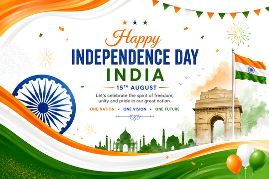 Happy Indian Independence Day and Republic Day celebration featuring the national tricolour flag, Ashoka Chakra, patriotic spirit, freedom, democracy, unity, heritage, pride, and cultural traditions.