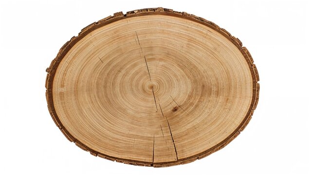 Cross-section of a tree trunk showing growth rings and natural wood texture.