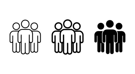 Obraz premium Group of People Icons, Diverse Crowd Silhouettes, Teamwork Symbols, Business Team Vector
