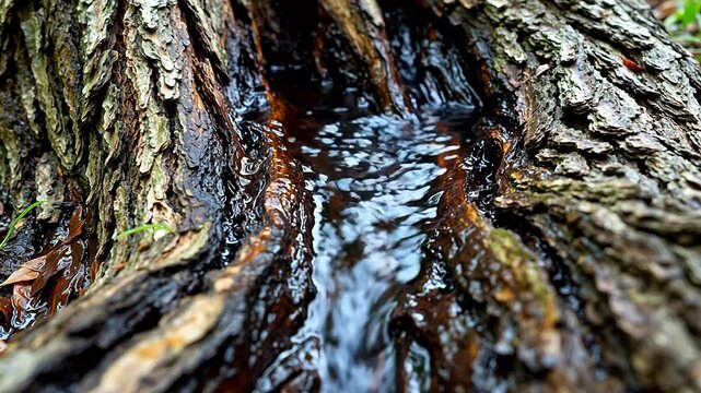 Dendroﬂow: Nutrient-Rain Channeling Through Bark Fossae