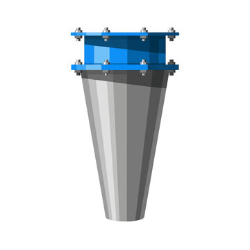 Industrial Steel Discharge Cone with Blue Flanged Coupling